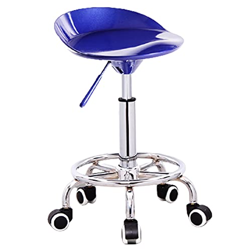 KANBUN Rolling Bar Moderner Schönheitssalon Schwenkstuhl mit Riemenscheiben und Griffen, Höhe verstellbar 44-59 cm (Farbe: Blau) von KANBUN