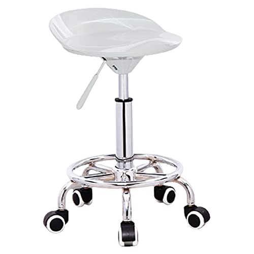 KANBUN Rolling Bar Moderner Schönheitssalon Schwenkstuhl mit Riemenscheiben und Griffen, Höhe verstellbar 44-59 cm (Farbe: Weiß) von KANBUN