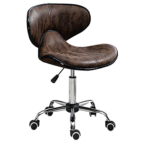 KANBUN Rolling Bar Stuhl 360 ° Drehbüro Arbeiten auf Rädern und Rückenlehne, einstellbare Sitzhöhe 42-54 cm (Farbe: braun) von KANBUN
