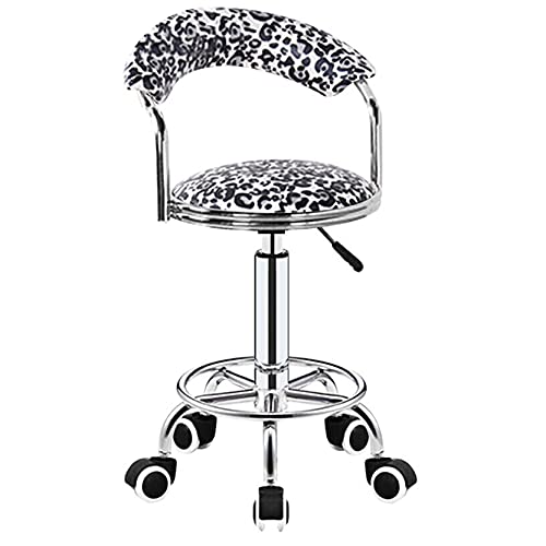 KANBUN - Rolling Beauty Chair Swivel Salon Barstools with Backrest, Footrest and Pulleys, Adjustable 43-58cm(Color:Flower) von KANBUN