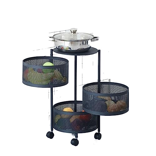 KANBUN Rolling Cart Küchenwagen Rolling Cart Rolling Regal mehrschichtige Metalllagerregal rotierender Korb Organizer Karren Fruchtregal mit Rädern Rolling Storage Cart von KANBUN