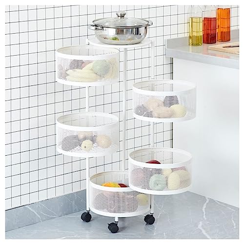 KANBUN Rolling Cart Küchenwagen Rolling Cart Rolling Regal mehrschichtige Metalllagerregal rotierender Korb Organizer Karren Fruchtregal mit Rädern Rolling Storage Cart von KANBUN
