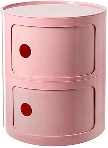 KANBUN Runder Nachttisch Plastikschließfach - kreativer schmaler Lagerschrank für Schlafzimmer einfaches Design (Farbe: Pink) von KANBUN