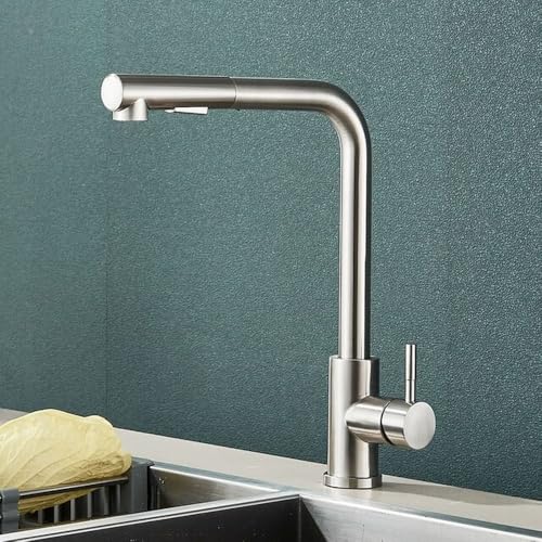 KANBUN Schwarzer Ausziehen Küchenspüle Wasserhahn 2 Modi Wasserhähne Edelstahl Heißer kaltes Wate Mixer Tap Deck, gebürstete Nickel von KANBUN