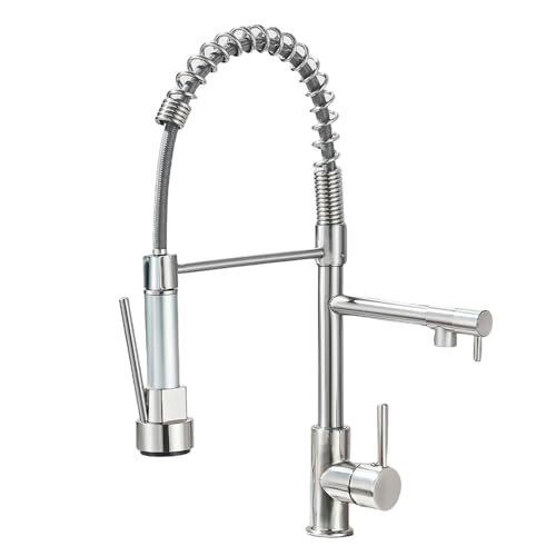 KANBUN Schwarzer Pull -Down -Küchenarmatur 360 ° Rotation Heißer kaltes Wassermischer Tipp Eingriff Deck montiertes Waschbecken Cranea, Nickel von KANBUN