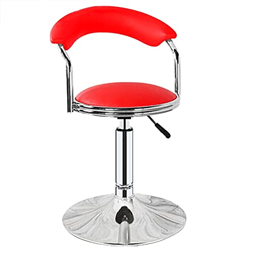 KANBUN - Schwenkstuhl Barstools Beauty Salon Friseur mit Rückenlehne, Griff und Metallchassis, einstellbar 39-54 cm (Farbe: Rot) von KANBUN