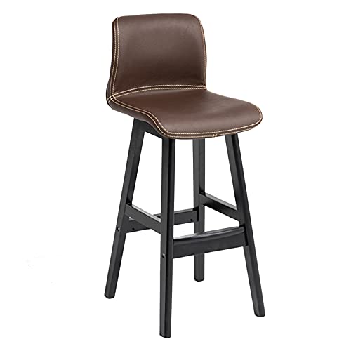 KANBUN Stools Black Wood Comfortable Backrest Latex Pad Dining Chair Coffee Shop Counter Barstools, Sitting Height 72cm(Color:Brown) von KANBUN
