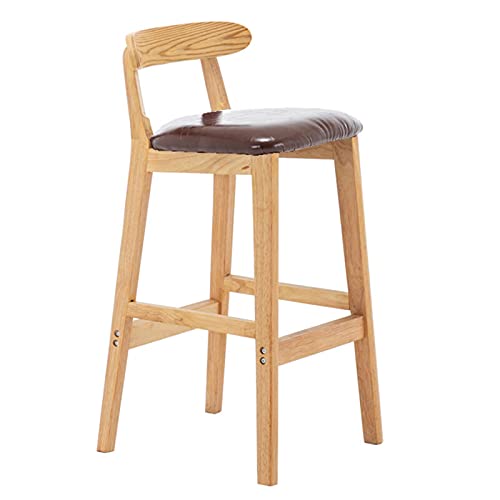 KANBUN Stools Simple Solid Wood Bar with Backrest Breathable Soft Cushion Chair Kitchens Balconies Coffee Shops Bar Counter, Load 200kg(Color:Brown) von KANBUN