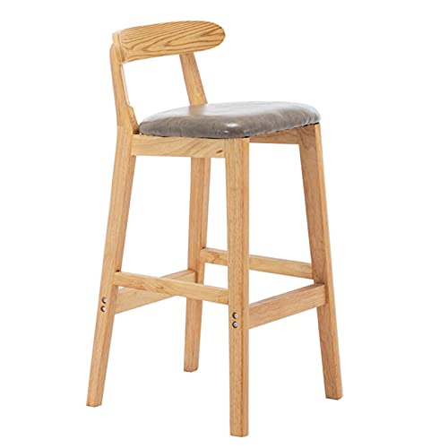 KANBUN Stools Simple Solid Wood Bar with Backrest Breathable Soft Cushion Chair Kitchens Balconies Coffee Shops Bar Counter, Load 200kg(Color:Light Grey) von KANBUN