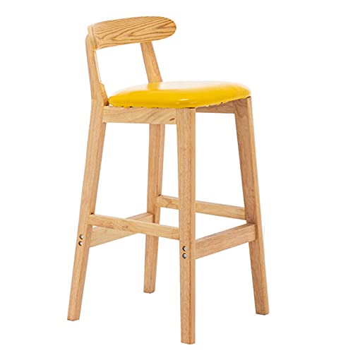 KANBUN Stools Simple Solid Wood Bar with Backrest Breathable Soft Cushion Chair Kitchens Balconies Coffee Shops Bar Counter, Load 200kg(Color:Yellow) von KANBUN
