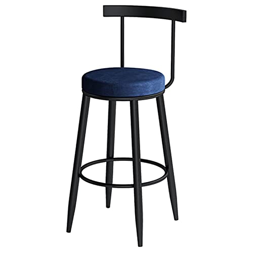 KANBUN Stuhl Moderne Schmiedeeisen -Bar Café Counter Balkon Haus Essstuhl Robus Footstützest Velvet Pad Sitzhöhe 45/55/65/75 cm Optional (Größe: 55 cm, Farbe: Blau) von KANBUN