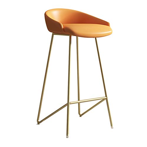KANBUN Stuhlbar Metallbeinstuhl 75 cm Counterhöhe mit Rückenlehne und Pu -Kissen für Frühstücksbar Küche Wohnzimmercafé (Farbe: Orange) von KANBUN