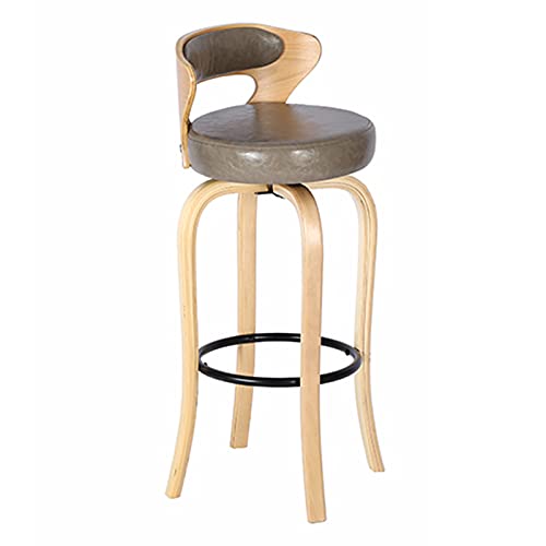 KANBUN Swivel Bar Log Frame Retro Chairs Home Cafe Counter Breakfast mit Ergonomie Rückenlehne und schwarzer Metallfußstütze (Größe: 70 cm, Farbe: Grau) von KANBUN