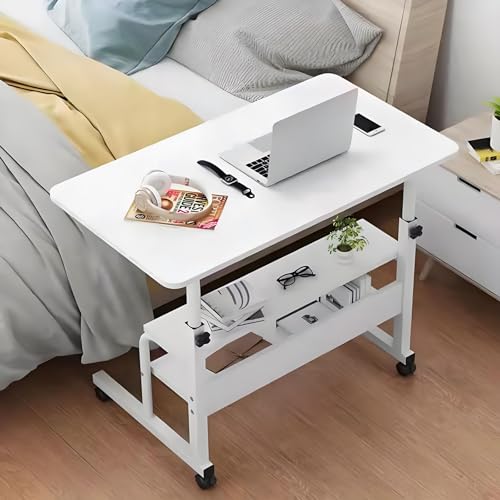 KANBUN Verstellbarer C-förmiger Endtisch mit Rädern U2013 Moderner Beistelltisch für Wohnzimmer, Schlafzimmer oder Büro, perfekt als Endtische Wohnzimmer mit Aufbewahrung oder Frühstückstisch, für von KANBUN