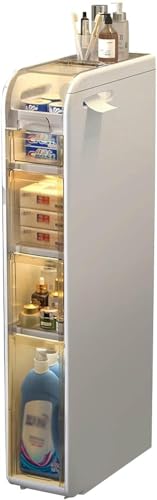 Kleiner Badezimmerschrank auf Rädern dünne Toilettenwaschbeamte Badezimmer Organizer Regale wasserdichte Organisator für schmale Waschbecken Organizer, das Toilettenpapier lagert (Größe: 4 Stufen) Kleiner Badezimmerschrank auf Rädern dünne Toilettenwaschbeamte Badezimmer Organizer Regale wasserdichte Organisator für schmale Waschbecken Organizer, das Toilettenpapier lagert (Größe: 4 Stufen) von KANBUN
