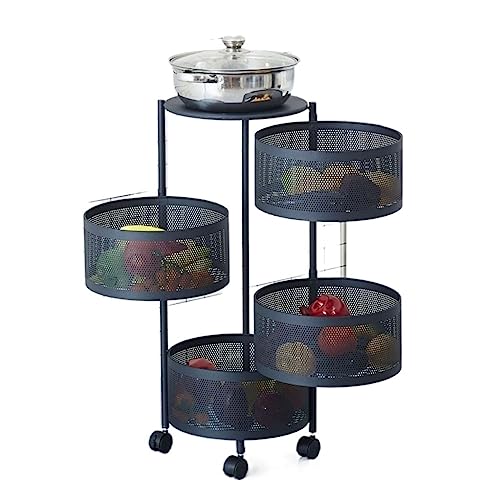 Rolling Cart Küchenwagen Rolling Cart Rolling Regal mehrschichtige Metalllagerregal rotierender Korb Organizer Karren Fruchtregal mit Rädern Rolling Storage Cart von KANBUN