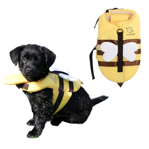 Its Dog & Kangachi - Biene Rettungsweste für Hunde, Schwimmweste, Sicherheitsweste mit Rettungsgriff, sichere Passform, hoher Auftrieb, kleine und mittelgroße Hunde, hergestellt in Korea, Größe M von KANGACHI