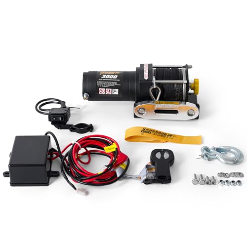 KANGAROO WINCH Elektrische Seilwinde 12V - 3000 LBS / 1361 kg Zugkraft - Ideal für ATV, Quad und Offroad Einsätze - Robuste Konstruktion - Inklusive Synthetikseil und Funkfernbedienung (K3000SR) von KANGAROO WINCH