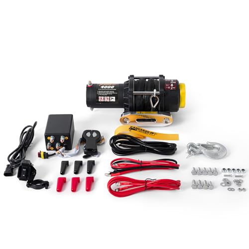 KANGAROO WINCH Elektrische Seilwinde 12V - 4000 LBS / 1814 kg Zugkraft - Ideal für ATV, Quad und Offroad Einsätze - Robuste Konstruktion - Inklusive Synthetikseil und Funkfernbedienung (K4000SR) von KANGAROO WINCH