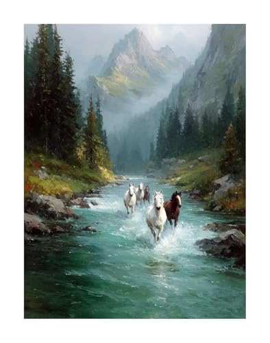 Diamond Painting Pferd Diamond Painting Erwachsene Groß XXL 30x40 cm Abstrakt Full drill Daiment Malerei Erwachsene, 5D Diamant Art Mosaic Stickerei Bastelset Geschenk für Home Decor KSWF626 von KANGSONGWENJIAJU