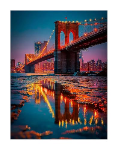 Diamond Painting Set Brooklyn Bridge Diamant Painting Erwachsene Groß DlY Art Full Drill Diamond Malerei New York 5D Diamant Kunst Malerei Stickerei Mosaic Bastelset Home Decor 50 x 70 cm KSWF311 von KANGSONGWENJIAJU