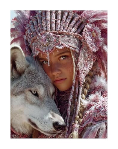 Diamond Painting Wolf Diamond Painting Erwachsene Groß XXL 50 x 70 cm Frau Full drill Daiment Malerei Erwachsene, 5D Diamant Art Mosaic Stickerei Bastelset Geschenk für Home Decor KSWF322 von KANGSONGWENJIAJU