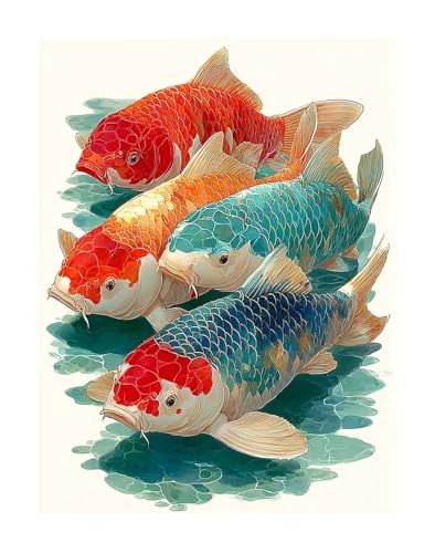 Landschaft Diamond Painting Kit Groß XXL 50 x 70 cm, 5D DlY Fisch Diamant Painting Kinder Full drill Daiments Malerei Erwachsene, Diamond Art Mosaic Stickerei Bastelset Geschenk Wand Dekor KSWF343 von KANGSONGWENJIAJU
