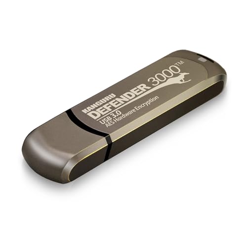 Kanguru Defender 3000 – 64 GB Hardware-verschlüsseltes Flash-Laufwerk - FIPS 140-2 Level 3 zertifiziert - SuperSpeed USB 3.0 – Wasserbeständig von KANGURU
