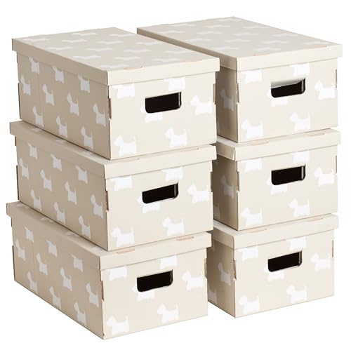6-er Set Aufbewahrungsboxen aus Karton, Geschenkboxen aus pappe mit Deckel, FSC-Zertifiziertem Papier, Hunde, 29x51x20cm von Lavatelli