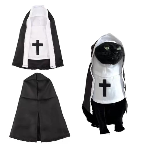 Halloween Katzen Hunde Haustierkostüme,Lustiges Cosplay Sister Habit Umhang Kostüm,für Katzen und Kleine Hunde Halloween Christmas Festival Cosplay Party Haustiere Kleidung (S) von KANGWFAN