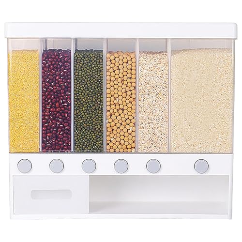 Müslispender,6 Behälter Cerealienspender,Mit Deckel Reisspender Vorratsdosen,Müsli Aufbewahrung Dispenser BPA-frei,Küchen Trockenfutterspender für Cornflakes,Süßigkeiten,Nüsse,Bohnen,Granola,Rice von KANGWFAN