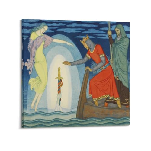 KANGZENG Edmund Dulac Malerwerke (Findet Excalibur), Kunstposter, Wandkunst, Rollen, Leinwandbild, Wohnzimmer-Dekoration, Zuhause, 70 x 70 cm von KANGZENG