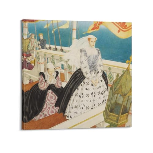 KANGZENG Edmund Dulac Malerwerke (Mary Queen of Scots), Kunstposter, Wandkunst, Rollen, Leinwandbild, Wohnzimmer-Dekoration, Zuhause, 50 x 50 cm von KANGZENG