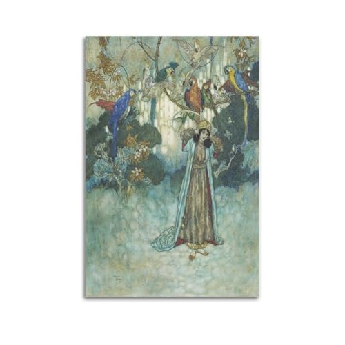 KANGZENG Edmund Dulac Malerwerke (Papageienpark), Kunstposter, Wandkunst, Rollen, Leinwandbild, Wohnzimmerdekoration, Zuhause, 20 x 30 cm von KANGZENG