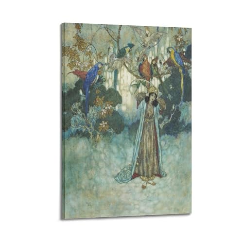 KANGZENG Edmund Dulac Malerwerke (Papageienpark), Kunstposter, Wandkunst, Rollen, Leinwandbild, Wohnzimmerdekoration, Zuhause, 60 x 90 cm von KANGZENG