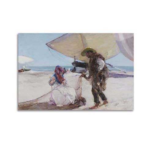 KANGZENG Joaquín Sorolla Malerwerke (Das Netz) Kunstposter, Wandkunstdrucke, Foto, Bild, Gemälde, Raumdekoration, Heimdekoration, 50 x 75 cm von KANGZENG