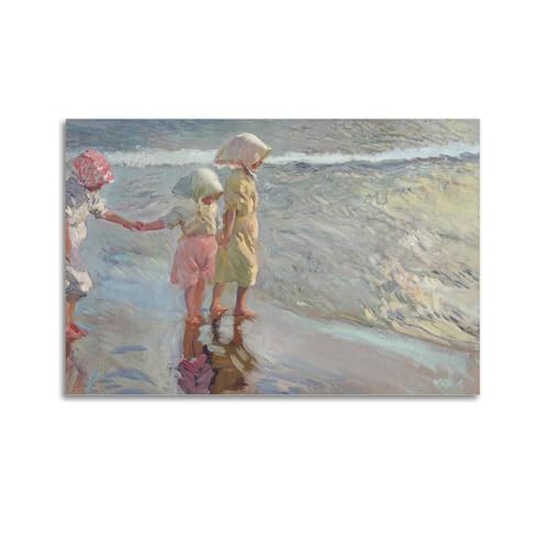 KANGZENG Joaquín Sorolla Malerwerke (Drei Schwestern am Strand von Sorolla), Kunstposter, Leinwand, Wandkunst, Rollbild, Druck, Wohnzimmer, Wände, Dekoration, Häuser, 50 x 75 cm von KANGZENG