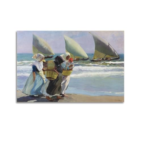 KANGZENG Joaquín Sorolla Malerwerke (drei Segel), Kunstposter, Leinwand, Wandkunst, Bilddrucke, hängende Foto-Idee, Dekoration, 40 x 60 cm von KANGZENG
