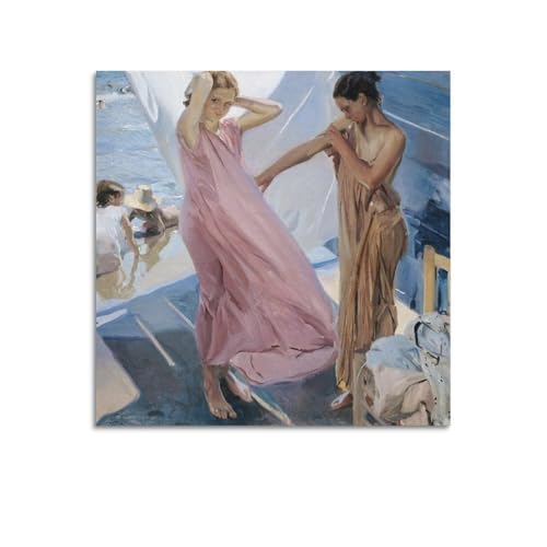 KANGZENG Joaquín Sorolla Malerwerke (nach dem Bad, Valencia), Kunstposter, dekoratives Gemälde, Leinwand, Wandkunst, Wohnzimmer, Schlafzimmer, 70 x 70 cm von KANGZENG