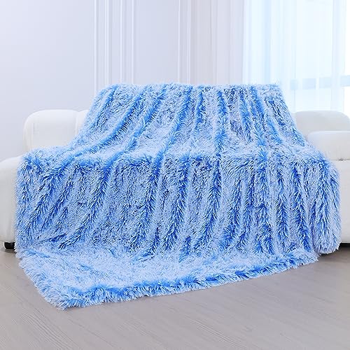 KANKAEU Kuscheldecke Flauschig 200×220 cm, Super Weich & Warme Decke, Farbverlauf Blau Kuscheldecke, Hochwertige Wohndecke, Fleecedecke, Sofadecke, Tagesdecken, Couchdecke von KANKAEU