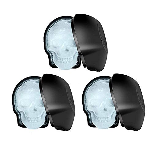 KANKOO EiswüRfelform Groß EiswüRfelform Silikon Schädel Form Ice Cube Tray Mit Deckel Big Ice Cube Tray Ice Cube Trays Große Schädel Ice Cube Formen Black,3PCS von KANKOO