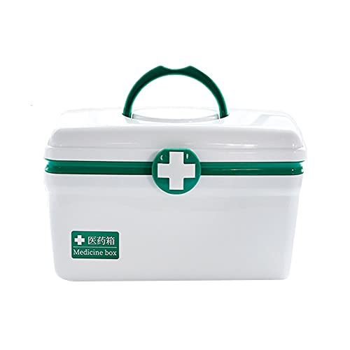 KANKOO Medikamenten Aufbewahrung Medicine Organiser Storage Lagerung Box Mit Fächern Erste Hilfe Box Leere Medizin Storage Box Veranstalter Erste Hilfe Zinn Green,Large von KANKOO