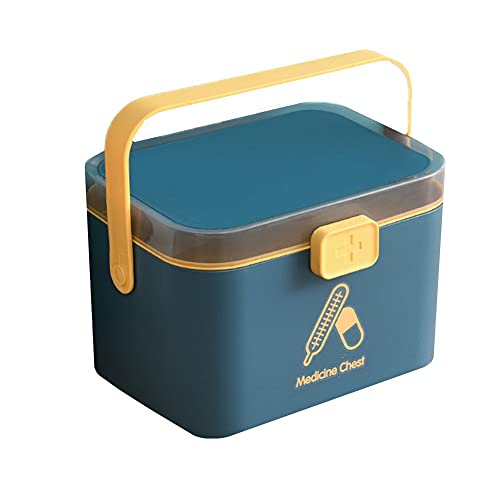 KANKOO Medizinkoffer Medikamentenschrank Medikamente Lagerung Box Kunststoff Box Mit Fächern Erste Hilfe Zinn Große Aufbewahrungsboxen Blue,Large von KANKOO