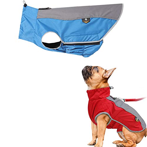 KANKOO Wasserdichter Hundemantel für Hunde, Blue, L, Polyester, Wasserdicht, Atmungsaktiv, Reißverschluss, Großer Hund, Regenponcho, Hunderegenmantel, Haustier Regenmantel, Hund Regenmäntel von KANKOO