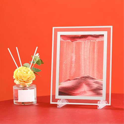 KANLVU Fließende Sandmalerei Flüssige Bewegung Sanduhr Sandbilder Quadratischer Glasrahmen Wohnzimmerornamente Studio-Dekoration Sandscape Kunstgeschenk Für Zu Hause(Pink,5in) von KANLVU