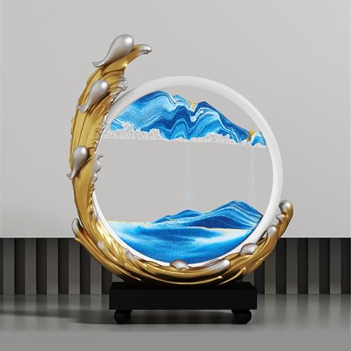 KANLVU Flüssige Bewegung 3D-Fließende Sandmalerei Sandbilder Ozean Dünen Dynamische Sandscape Wohnungsdekoration Für Erwachsene Büro Schreibtisch(K) von KANLVU