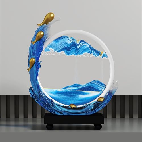 KANLVU Flüssige Bewegung 3D-Fließende Sandmalerei Sandbilder Ozean Dünen Dynamische Sandscape Wohnungsdekoration Für Erwachsene Büro Schreibtisch(M) von KANLVU