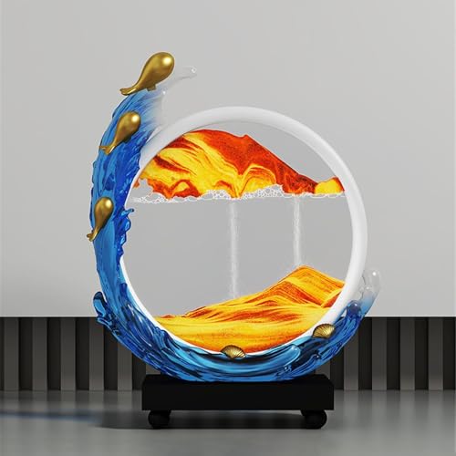 KANLVU Flüssige Bewegung 3D-Fließende Sandmalerei Sandbilder Ozean Dünen Dynamische Sandscape Wohnungsdekoration Für Erwachsene Büro Schreibtisch(R) von KANLVU