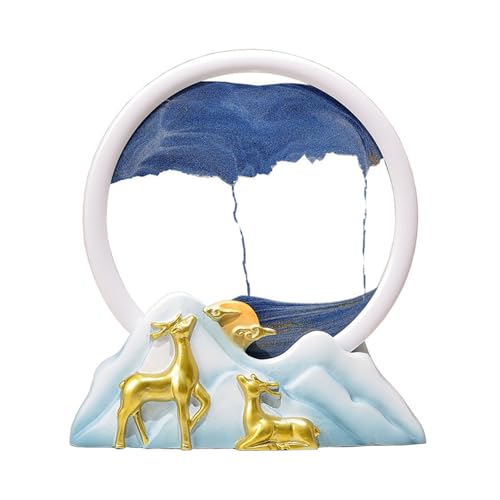 KANLVU Modern Sandbilder Flüssige Bewegung Mit Dekorativem Sandscape Entspannender Schreibtisch Fließende Sandmalerei Für Zuhause Büro Meditation(Orange) von KANLVU