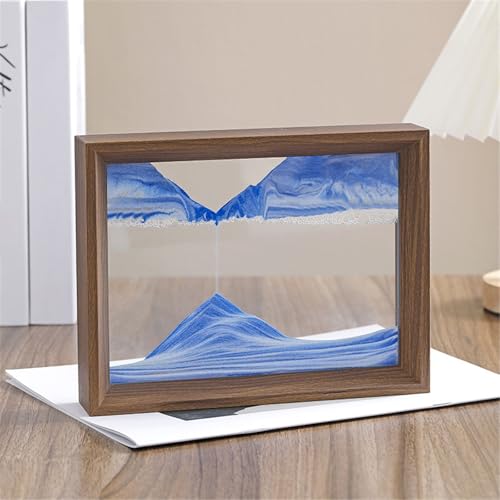 KANLVU Quadratische Form Sandscape Flüssige Bewegung Meereswelle Sandbilder Holzrahmen Fließende Sandmalerei Für Zuhause & Büro Schreibtischaccessoires(Blau,10in) von KANLVU